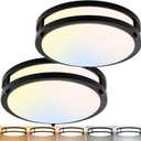 2-Pack 10Inch 30W LED Flush Mount Ceiling Light Fixtures Black, Ultra Bright 3200LM Dimmable Ceiling Lights, 5CCT 2700K 3000K 4000K 5000K 6500K, Ceiling Lamps for Kitchen Hallway Bedroom Bathroom