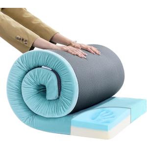 MABOZOO Memory Foam Camping Mattress Pad Waterproof Portable Sleeping Mats Roll Up Mattress Guest Bed 3 Inch Thick Washable Velvet Cover Floor Camping Cot for Car Truck Outdoor Tent