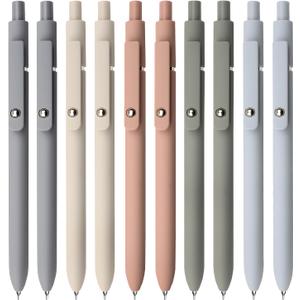 Gel Pens, 10Pcs 0.5mm Black Ink Pens Fine Point Smooth Writing Pens, High-End Series Retractable Pens for Journaling Note Taking, Cute Office School Supplies Gifts for Women (10 Pcs Morandi)