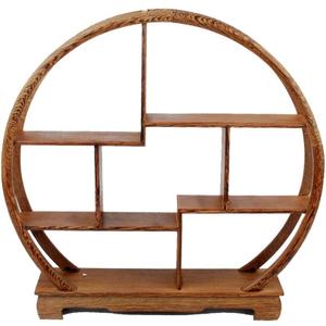 NWFashion Chinese Wooden Rosewood Display Stand Decoration 11" Curio Cabinets Shelf (Circle) (4)