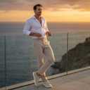 Mens Flat Shoes Wide Toe Zero Drop Indoor House Sneakers Casual Breathable Comfortable (8, Beige)