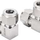 304 Stainless Steel Compression Tube Fitting, 90 Degree Elbow, 3/8" OD x 3/8" OD, Pack of 2