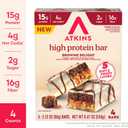 Atkins High Protein Bar, Brownie Delight, 4 Bars, 2.12 oz (60 g) Each, BBD: 10/14/2026