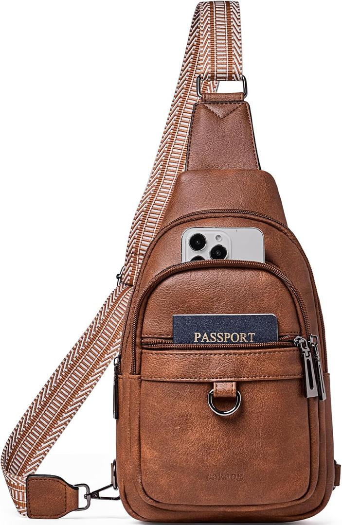 cakang Womens Sling Bag Crossbody Bags for Women Vegan Leather Sling Backpack Daypack Fanny Pack Crossbody Purse Travel (1-brown)