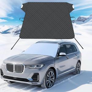 FLORICH Car Windshield Cover for Ice and Snow Heavy Duty Fabric with Side Mirror Cover,Standard Winter Frost Hail Protector for Most Car, Truck, SUV, Van and MPV (66x 47Inch)