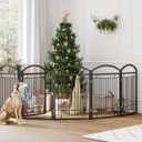 Folding No-Assembly Metal Freestanding Dog Gate with Door Walk Through,32" Height Pet Fence,144" Extra Wide Accordion Puppy Folding Playpen for Doorways,House,Stairs (6 Panels,Black)