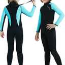 OMGear Wetsuit Kids 2mm 3mm Shorty Neoprene one Piece Short Sleeves Diving Suits Back Zipper Thermal Swimsuit for Youth Boys Girls Scuba Diving Surfing Snorkeling Swimming Water Sports (4, Full/Light Blue)