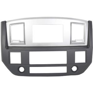 ECOTRIC Stereo Radio Double Din Dash Install Bezel Kit Compatible with 2006-2009 Dodge Ram Truck Silver Slate Gray Replacement for GNT56215007