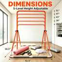 Gymnastics Bar for Kids Ages 3+, Foldable Gymnastic Kip Bar with Mat, Swing & Rings, 5 Adjustable Heights 35-51 in, Stable A-Frame Horizontal Bar