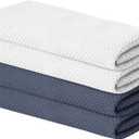 2 x Artoid Mode 100% Cotton White Dark Grey Waffle Weave Kitchen Dish Cloths, 13x28 Inch Ultra Soft Absorbent Quick Drying Kitchen Dish Towels Set of 4, Multicolor