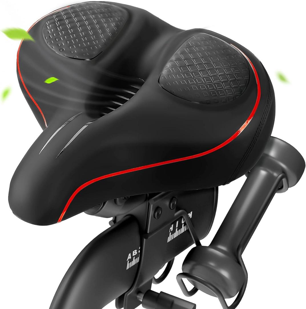 Oversized Bike Seat for Peloton Bike & Bike+, Wide Bicycle Saddle Replacement Compatible with Peloton, Exercise or Road Bikes, Seat Cushion for Men & Women (Red)