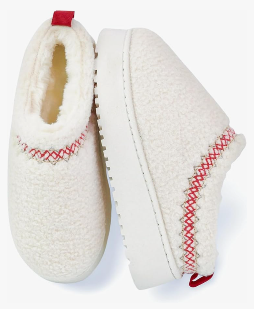 Women's Platform Slippers Winter Mini Boots Anti-Slip Suede Slip on Women Sneakers Fur Lined House Slippers for Indoor Outdoor, Size 7.5/39