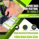 110in Track Saw Guide Rail for festool Track Saw, 55" x 2 Guide Rail with Connector for festool FS1400/2 Guide Rail, Perfect for festool Track Saw and Woodworking Longer Cuts
