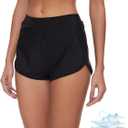 Leovqn Period Swimwear Shorts Leakproof Menstrual Swim Bathing Suit Built-in Bikini Bottom Waterproof UV 50+ Teens Girl Women, Black, XXL