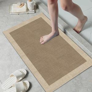 LYGLIGH Ultra Thin Bath Mat, 1/10 in Thin Bathroom Rugs Fit Under Door, Non-Slip Rubber Backing, Absorbent, Quick-Dry, Washable Funny Decor for Shower and Tub, 24‘’X16''