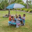Step2 Sun and Fun Picnic Table with Umbrella for Kids, Outdoor Table and Bench Set, Seats 4, Ages 3+ Years, Large