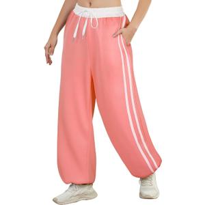 Track Pants Women Wide Leg Sweatpants High Waisted Baggy Joggers Side Stripe Drawstring Ankle Pant with Pockets (XL)