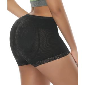 Women Butt Lifter Padded Shapewear Enhancer Control Panties Body Shaper Underwear (Medium, Black)