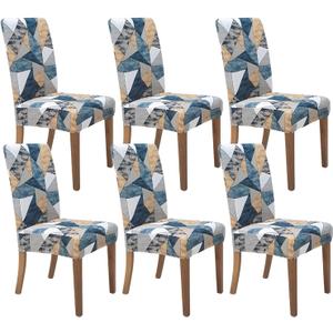 SPRINGRICO Chair Covers for Dining Room 6 Pack, Stretch Dining Chair Cover, Washable Spandex Kitchen Parsons Chair Slipcovers, Removable Seat Protector for Home or Party (Set of 6, Lucid Dream)