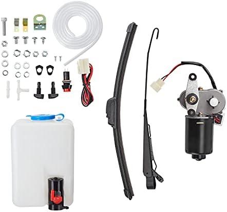 Kemimoto UTV Windshield Washer Pump Kit with 12V Windshield Wiper Motor Kit Compatible with Polaris RZR Ranger General Can Am X3 Defender Commander Golf Cart