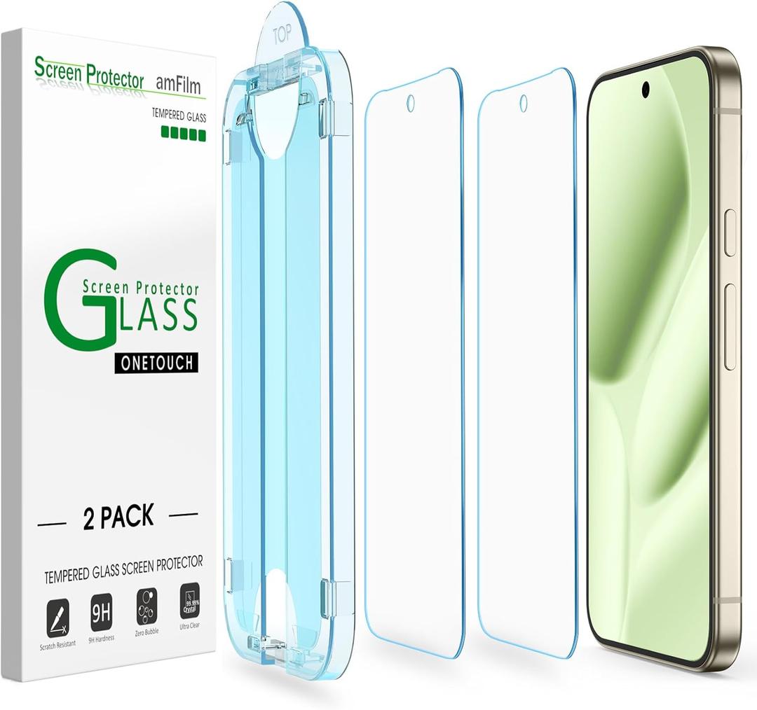 amFilm Auto-Alignment OneTouch for Google Pixel 10 Pro XL [6.8"] Screen Protector Tempered Glass,30 Seconds Installation,Bubble Free, Case Friendly, Anti-Scratch [2 Pack]