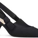 Coutgo Womens Slingback Kitten Heels Closed Pointed Toe Bowknot Knitted Slip On Work Pumps Dress Shoes (5.5, Black)