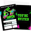 7th Birthday Invitations, 6 7 Neon Graffiti Birthday Party Invites Cards With Envelopes For Girls Boys, I Was 6 Now I'm 7 Birthday Party Decorations Supplies, 20 Pack (27)