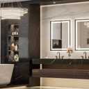 Keonjinn 28x36 Inch Black LED Bathroom Mirror with Lights, Beveled Edge