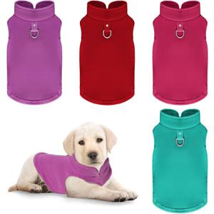4 Pcs Dog Fleece Vest Sweater Winter Warm Dog Sleeveless Jacket Soft Pullover Fleece Cold Weather Coat Hoodie with D-Ring Leash for Small Medium Dogs Unisex (Purple, Blue, Rose, Red, Medium)