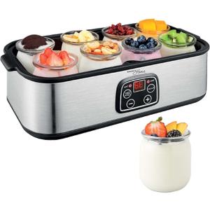 Culinary Chef Series MAGNAVOX HOME, Ultimate Probiotic Yogurt Maker with Adjustable Time & Temp Control - Make Trillions of Live Probiotics with 8 GLASS JARS - Greek Yogurt Maker