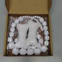 Tondiamo 6 Pcs Halloween Cave Women Costume Accessories Set, White African Beads Acrylic Necklace Earrings Bracelet Jewelry Set, Bone Hair Clips and Inflatable Wooden Stick for Cosplay Party