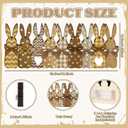 Yousoontic Rustic Easter Bunny Decor with LED Lights, 9-piece Wooden Plaid Bunny Centerpiece, Farmhouse Vintage Brown Rabbit Sign for Mantel, Tiered Tray, Dining Table and Spring Home Decoration