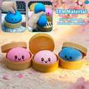 Dumpling Squishy Stress Ball,Jumbo Dumpling Stress Ball,with Steamer,Soft Squeeze Decompression Dough for Adults,Simulation Food Squishies Bun (Blue)