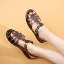 Toddler Sandals Jelly Shoes Girls Unisex Boy Flat Retro Slides Clear Kids Water Slippers Slingback Summer Beach Size 8 Adjustable Buckle Glitter Dress Soft (Black)