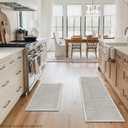 Artoid Mode Beige and Grey Machine Washable Non Slip Kitchen Rugs and Mats Set of 2, Absorbent and Stain Resistant Kitchen Mats for Sink Hallway and Laundry - 17x29 and 17x47 Inch
