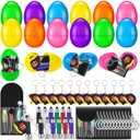 Chumia 48 Pcs/12 Set Easter Eggs Filled with Tape Measure Screwdriver LED Flashlight Keychain Prefilled Easter Basket Stuffers for Men Adult Employee Coworkers Gifts Bulk Egg Hunt Party Favors