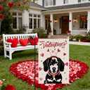 Welcome Valentine's Day Garden Flag Dachshund Dog Love Heart Vertical Double Sided Garden Flag Holiday Outside Yard Decoration Anniversary Wedding Farmhouse Valentines Day Decor 12.5 x 18 Inch