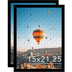 JCJMY 15x21.25 Puzzles Frame Set of 2 Black, Wall Hanging 15 x 21.25 Picture Frame for 15 by 21.25 Poster Photo Canvas Picture Puzzles with Shatter Resistant Plexiglass