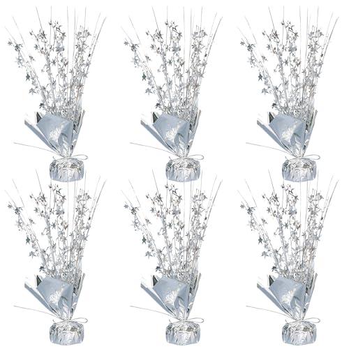 Gyufise 6 Pack Metallic Foil Spray Centerpiece Star Table Decoration Burst Table Centerpieces Table Decor for Birthday Wedding Anniversary Graduation Holiday Party Supplies Silver