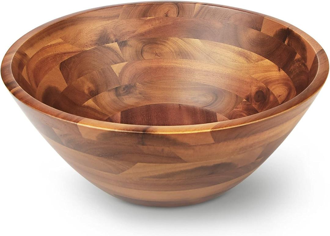 AIDEA Acacia Wood Serving Bowl for Fruits or Salads, 11" Diameter x 4.5" Height, Wooden Single Salad Bowl