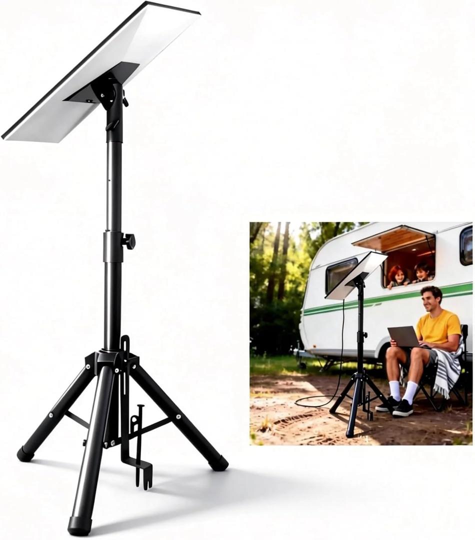 Adjustable Tripod Stand Compatible with Starlink Gen 3, Height Adjustable Antenna Tripod with Mount Adapter, 90 Tilt Angle Pipe Adapter, Stable Outdoor Use (Black)