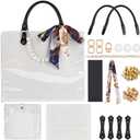 WEBEEDY DIY Tote Bag Making Kit for Adults Beginners DIY Handbag Purse Making Supplies with Handbag Bottom, Handle, Ribbon and More, Handmade Gift for Women Travel Summer Beach Party Birthday,White