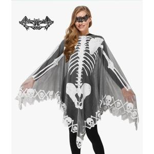 Halloween Skeleton Poncho for Women, Lace Skeleton Cape Shawl with Bat Mask, Halloween Costume for Women Halloween Skeleton Poncho for Women, Lace Skeleton Cape Shawl with Bat Mask, Halloween Costume for Women