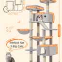 Taoqimiao Cat Tree 71-Inch, Cat Tower for Indoor Cats Large Adult, Multi-Level Large Cat Condo, 8 Sisal Scratching Posts, Metal Frame Cozy Hammock, Scratch Board, 2 Top Perches, Light Gray MS026LW