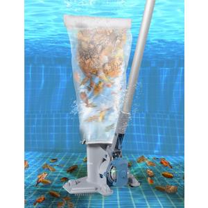 KOKIDO Rechargeable Medium Duty Pool Leaf Vacuum Cleaner with Pole, Runs 75-Mins, for Pool Closing, Oversized Debris Filter, for Debris and Leaves < 6 inches, for Inground and Above Ground Pools XV410