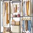 HOMIDEC Wardrobe Closet, 4 Hanging Spaces Portable Clothes Rack,Free Standing Closet Organizer and Storage System with Hanging Rods,Clothing Rack Suitable for Cloakroom,Bedroom,Entrances,etc.Black (Large)