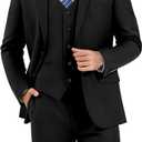 LUPURTY 3 Piece Suits for Men Slim Fit Men's Suit for Business Wedding Party 2 Button Blazer Tuxedo Set Jacket Vest Pants, S