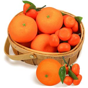Fake Oranges, Artificial Oranges Fruits Decor Lifelike Fake Fruit Faux Cuties Tangerine for Decoration Fruit Bowl Tray, Orange Party Decor, Orange Kitchen Decor, 5 Large + 4 Clusters (20 Mini)