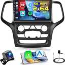 2+64GB for Jeep Grand Cherokee 2014-2020 Android 15 Car Stereo Wireless Carplay Android Auto, 9'' Touch Screen Car Radio GPS Navigation WiFi Bluetooth EQ FM/RDS Radio SWC Backup Camera