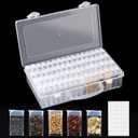 64-Slots Seed Storage Organizer Box with Label Stickers, Seed Storage Container for Flower Plants, Seeds & Bulbs, Flower, Vegetable, Clover and Basil Seeds, Gardening Supplies & Organizer